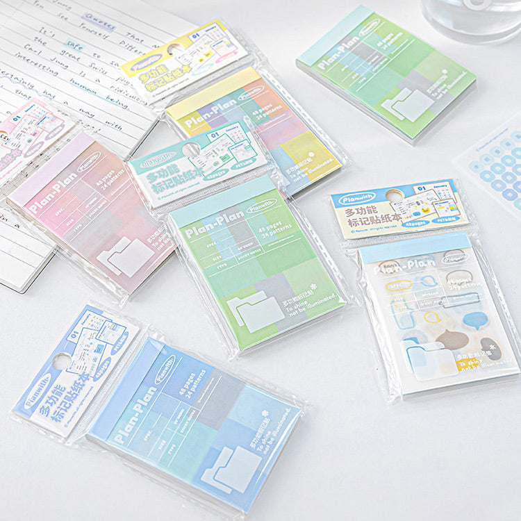 Planwith Logical Writeable Index Tabs & Transparent Sticky Notes Set