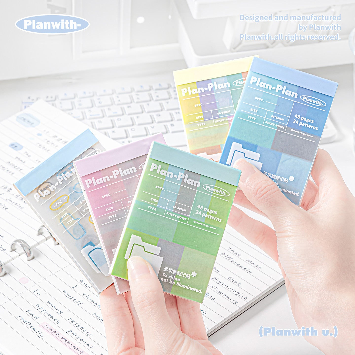 Planwith Logical Writeable Index Tabs & Transparent Sticky Notes Set