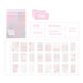 Pink and white promotional graphic for a planner sticky note pad labeled Plan-Plan, showing the product box, a pink folder icon, size/specs information, and a grid of sample sticky note designs.