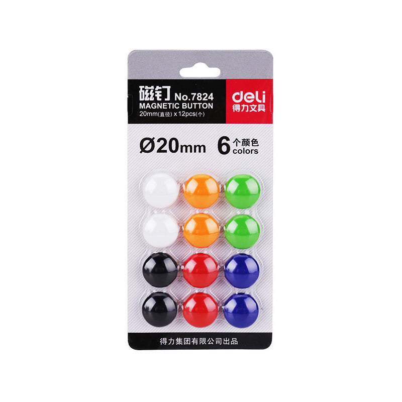 Round Magnetic Whiteboard Pins 6 Color Assorted Set (1.5 cm / 2cm / 3cm / 4cm) 20mm