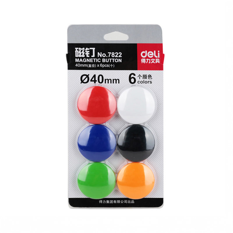 Round Magnetic Whiteboard Pins 6 Color Assorted Set (1.5 cm / 2cm / 3cm / 4cm) 40mm