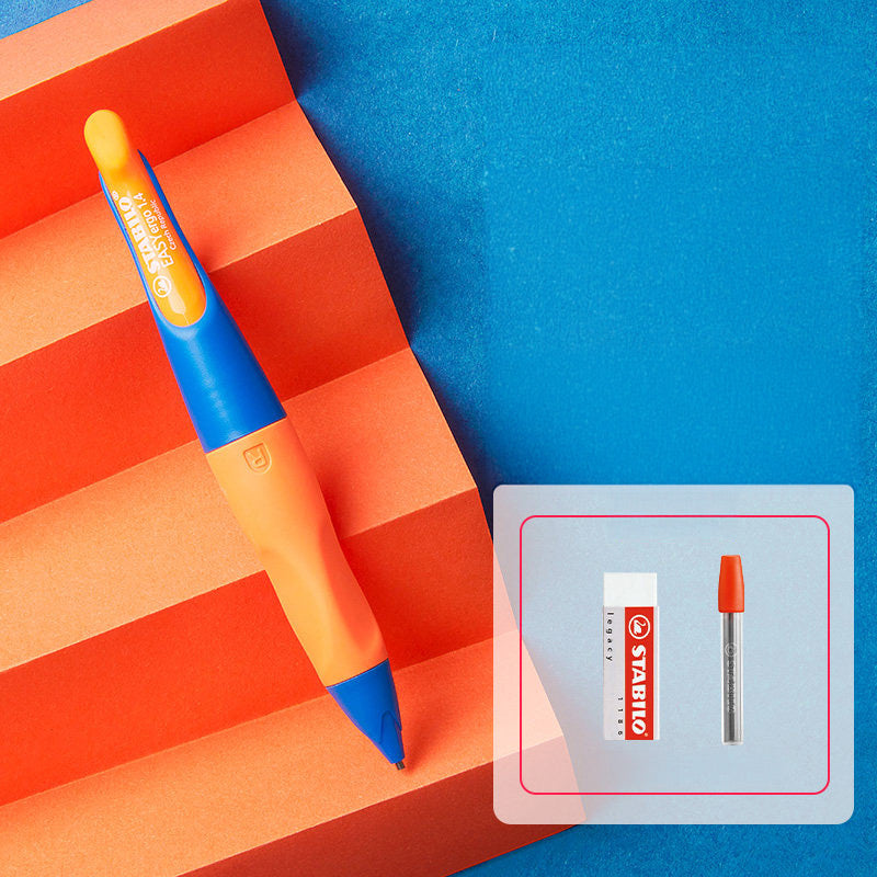 Orange STABILO EASYergo 1.4mm right-hand set with eraser and lead refill tube
