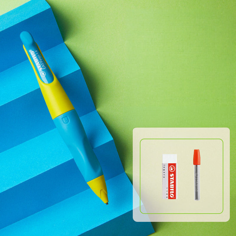 Blue STABILO EASYergo 1.4mm right-hand set with eraser and orange-capped lead