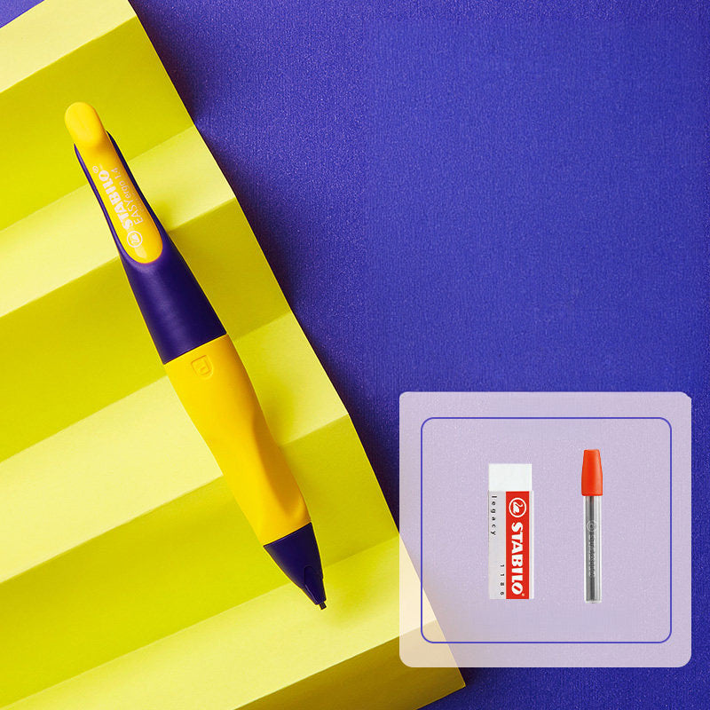 Yellow-purple STABILO EASYergo 1.4mm right-hand set with eraser and lead tube