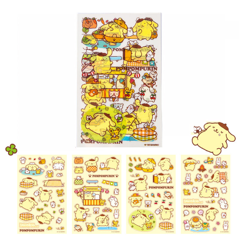 Sanrio Top Characters Clear Stickers 120 Pcs Set, Pompompurin
