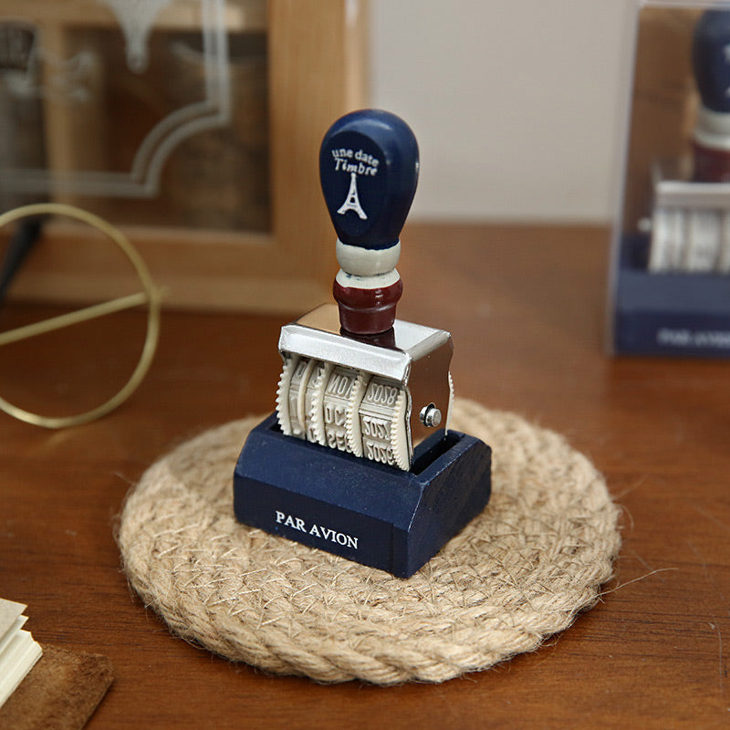 Rubber Date Stamp, Blue, Stamp