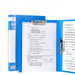Blue A4 folder Type Dual Heavy-Duty Clips—open upright holding exam papers with two metal clips.