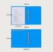 Blue spring-clip folder dimensions: 315×235 mm closed, 490 mm open, 20 mm spine.