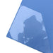 Close-up of clear diagonal pocket and card slot on blue folder cover corner.