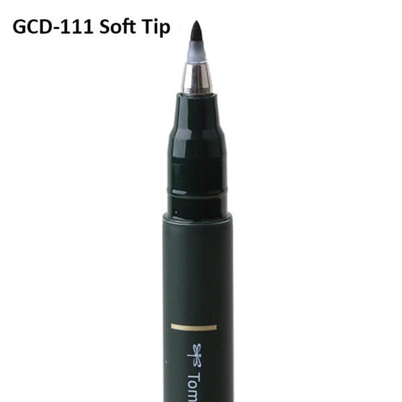 Tombow Fudenosuke Brush Marker Pen Hard and Soft Tips (Black)