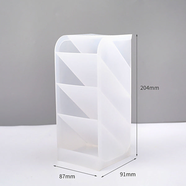 Vinyl Record Player Pattern Acrylic Pen Holder 4 Compartments Clear Pencil Organizer Cup Makeup Brush Holder For Office Desktop Dorm Home