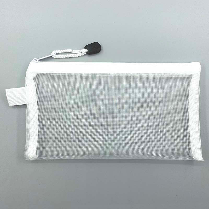 Transparent Mesh Single / Double Zipper Pencil Case, White / Single Zipper
