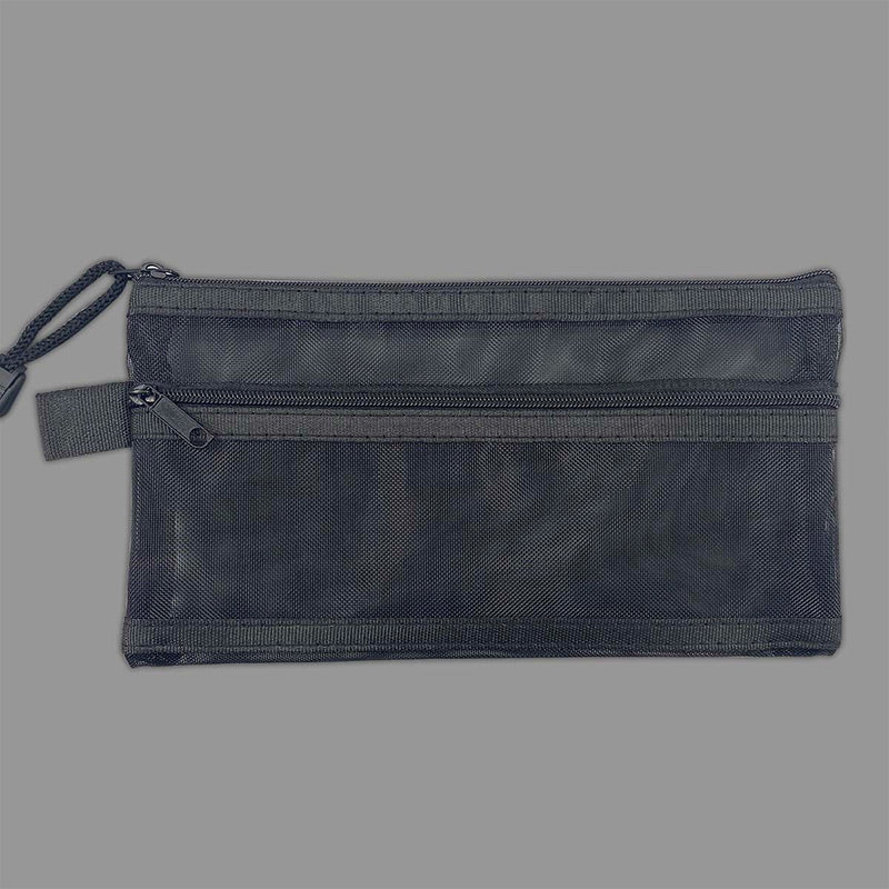 Transparent Mesh Single / Double Zipper Pencil Case, Black / Double  Zippers