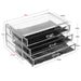 Transparent Acrylic Stationery Organizer With Handle, 3 Levels 3 Drawers