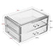 Transparent Acrylic Stationery Organizer With Handle, 2 Levels 2 Drawers