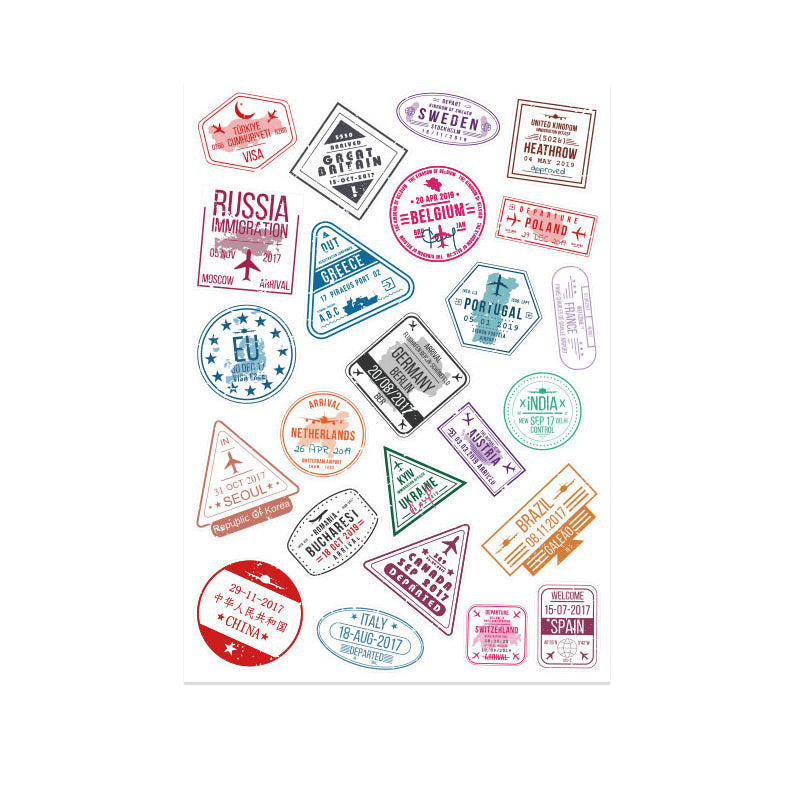 Travel Landmarks Retro Style Luggage Stickers