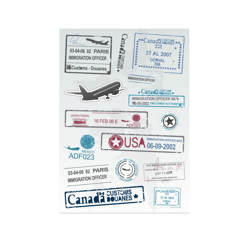 Travel Landmarks Retro Style Luggage Stickers, Set G -15 pieces, Sticker