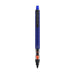 Blue Uni Kuru Toga 0.5 mm pencil (M5-452) with black uni KURU TOGA clip and clear orange engine grip.