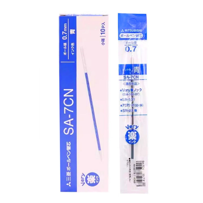 uni Laknock fine Retractable Ballpoint Pen 0.5 / 0.7mm 3 Colors, Blue / 0.7mm / Refill x 10