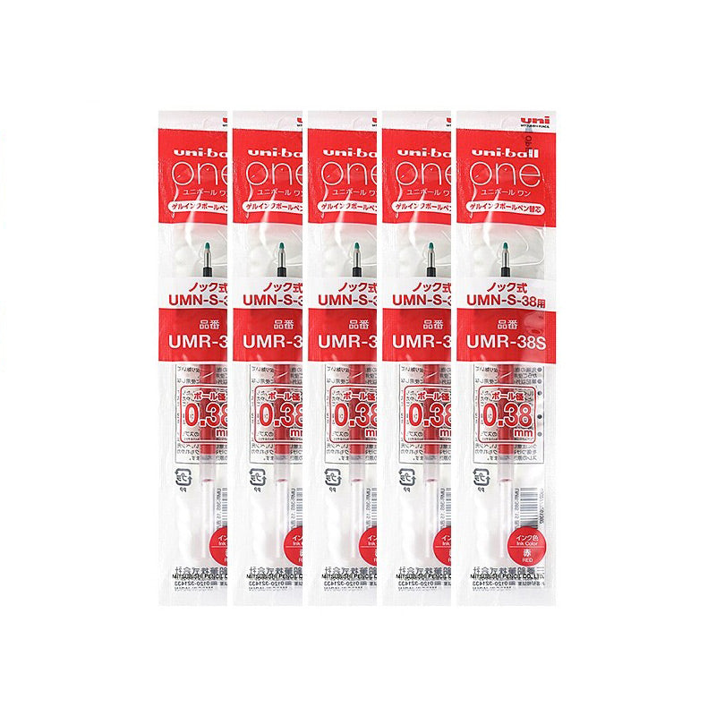 Uni-ball One Gel Pen 0.38 / 0.5mm / Refill, Red Refill x 5 / 0.38mm, Gel Pen