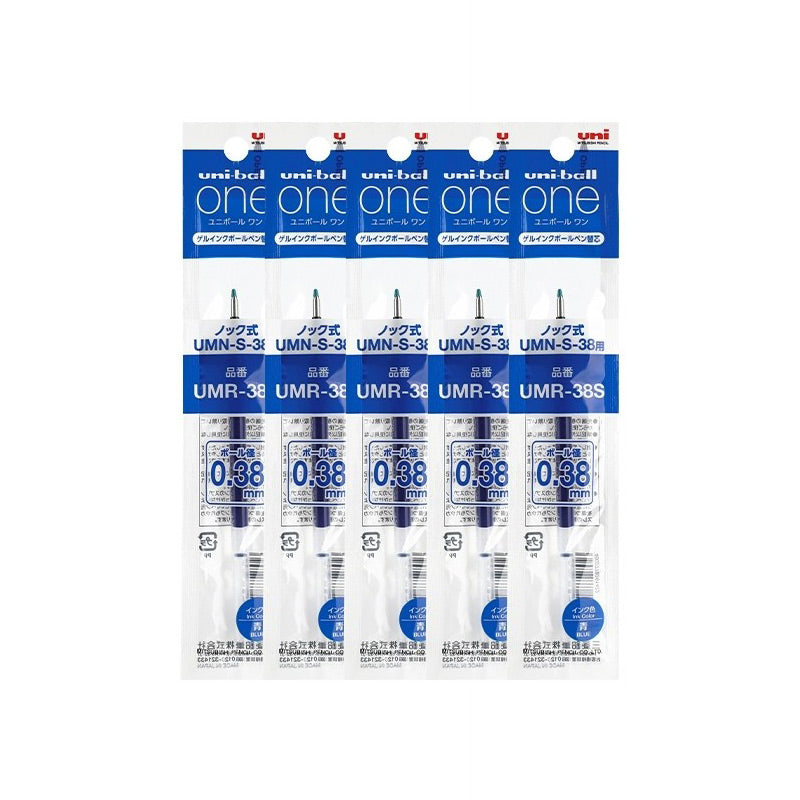 Uni-ball One Gel Pen 0.38 / 0.5mm / Refill, Blue Refill x 5 / 0.38mm, Gel Pen