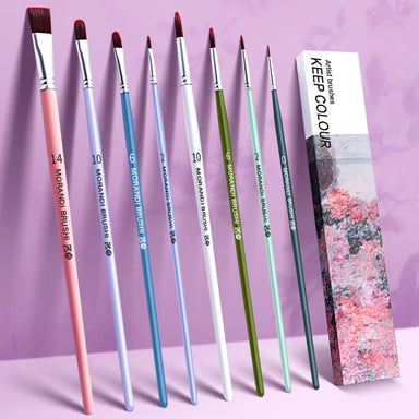 Watercolor Flat and Filbert Nylon Tips Paint Brush 8 Pcs Set, Pink, Paint Brush