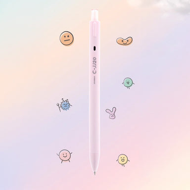 Pastel pink C-JJ20 retractable gel pen with a 0.5mm tip and black ink