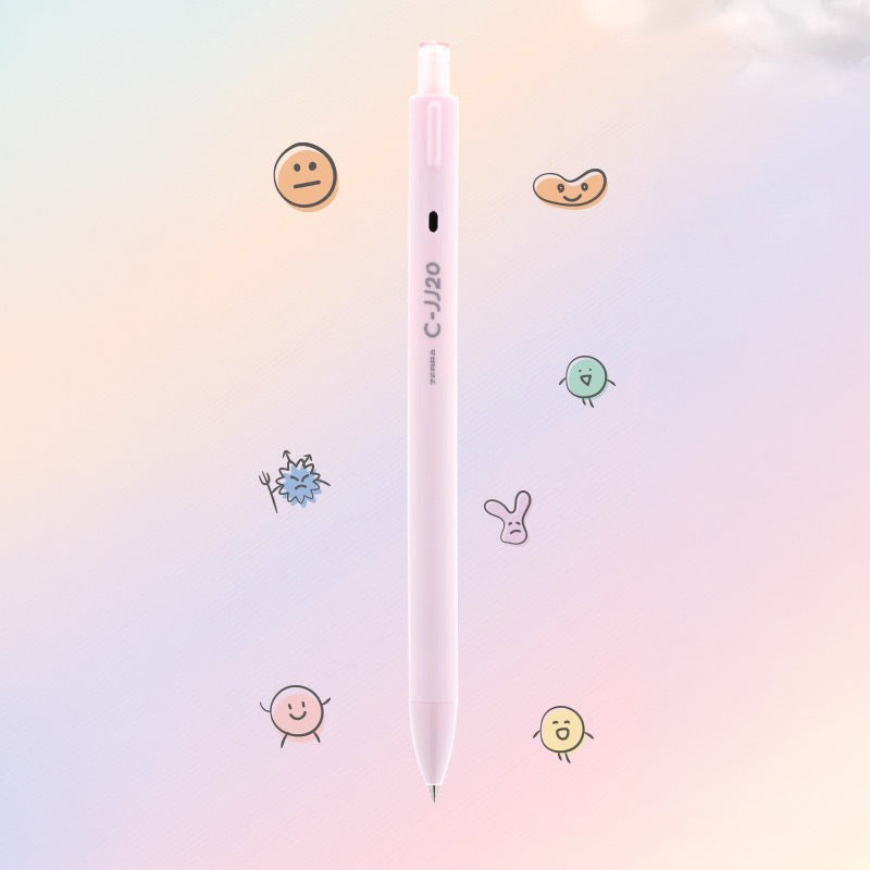 Pastel pink C-JJ20 retractable gel pen with a 0.5mm tip and black ink