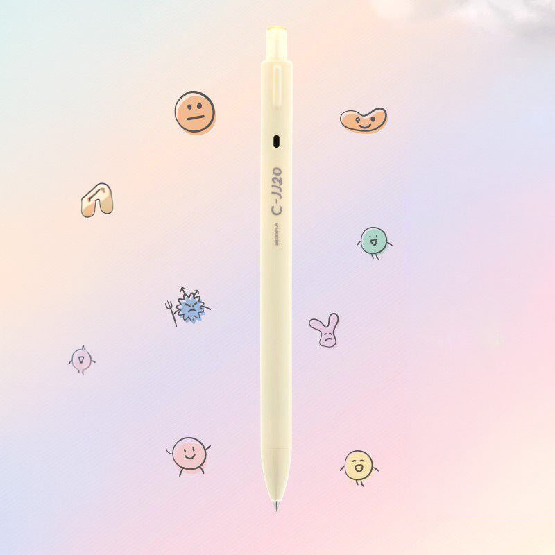 Pastel yellow C-JJ20 retractable gel pen with a 0.5mm tip and black ink