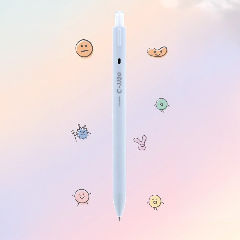 Pastel blue C-JJ20 retractable gel pen with a 0.5mm tip and black ink
