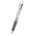 Fully clear 3-color gel ink multi pen with a grey grip and a silver clip, shown with 0.5mm and 143mm labels