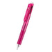 Clear rose translucent 3-color gel ink multi pen with a fine shimmer finish and a silver clip, 0.5mm and 143mm labels
