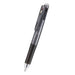 Smoky clear black 3-color gel ink multi pen with a dark grip and a silver clip, 0.5mm and 143mm labels