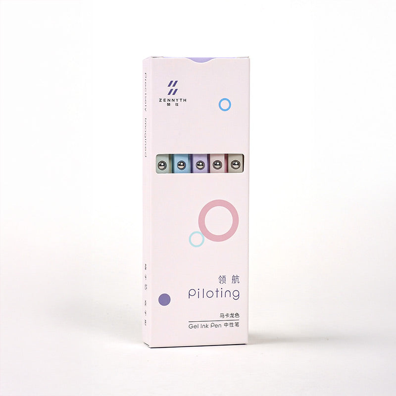 ZENNYTH Piloting Gel Pen 0.5mm 5 Pcs Set, Pastel, Gel Pen