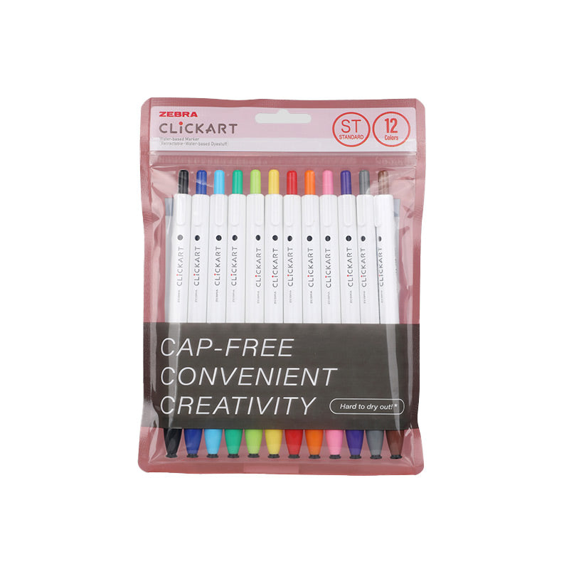 Zebra CLiCKART Retractable Felt Tip Marker Set