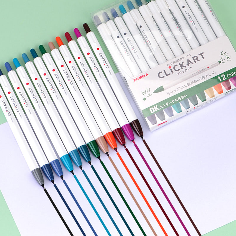 Zebra CLiCKART Retractable Felt Tip Marker Set