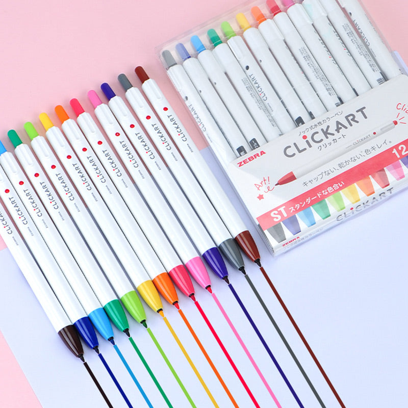 Zebra CLiCKART Retractable Felt Tip Marker Set