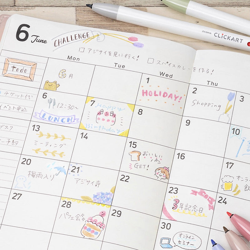 Zebra CLiCKART Retractable Felt Tip Marker Set