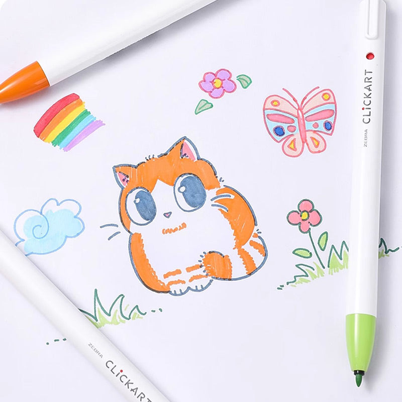 Zebra CLiCKART Retractable Felt Tip Marker Set