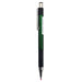 Green Zebra GJ-301 0.5 mm gel pen with metallic green barrel, black grip and silver clip on white.