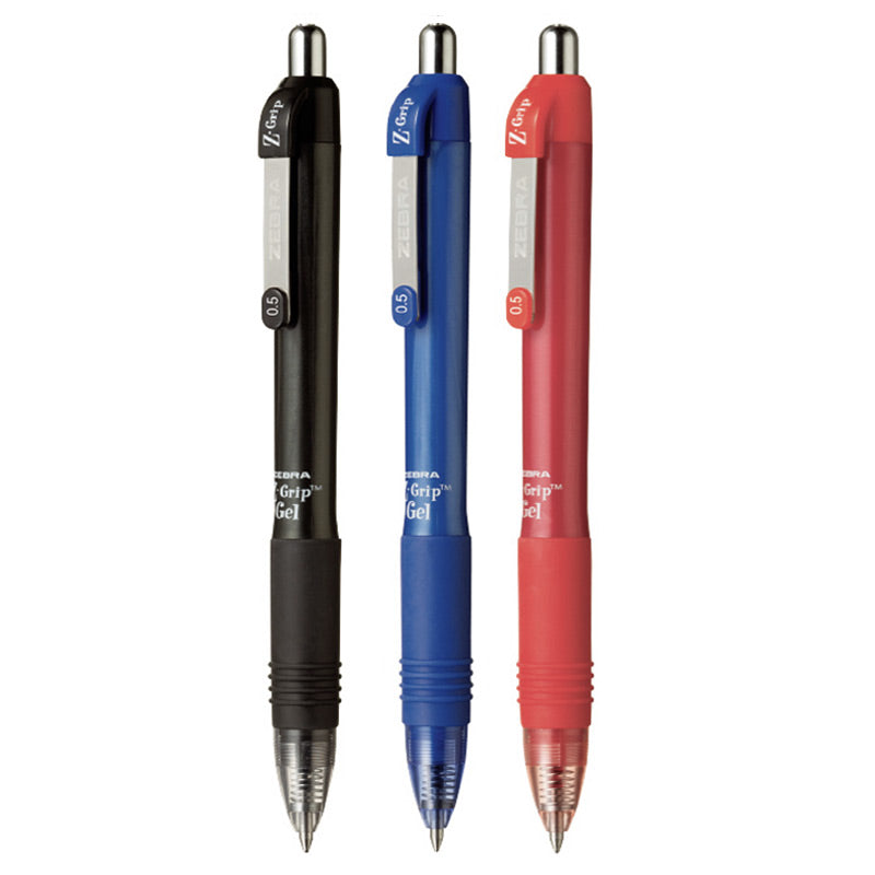 Zebra Pen Z-Grip Retractable Ballpoint Pen 0.5mm 3 Pcs Pack