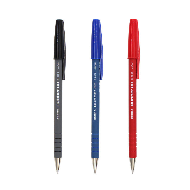 Zebra Rubber 80 R-8000 Ballpoint Pen [Single / Set of 3] 0.7mm