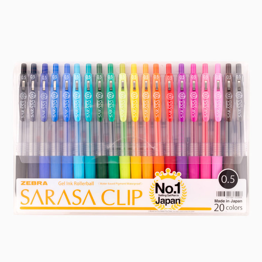 ZEBRA SARASA CLIP Retractable Gel Ink Pen 0.5mm [3 / 5 / 10 / 20-Colors Box Pack]