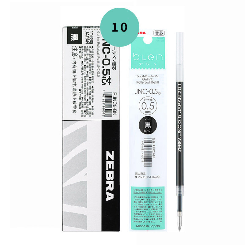 Zebra bLen Retractable Gel Pen 0.5mm 3 Colors, 10 Pcs Refill / Black