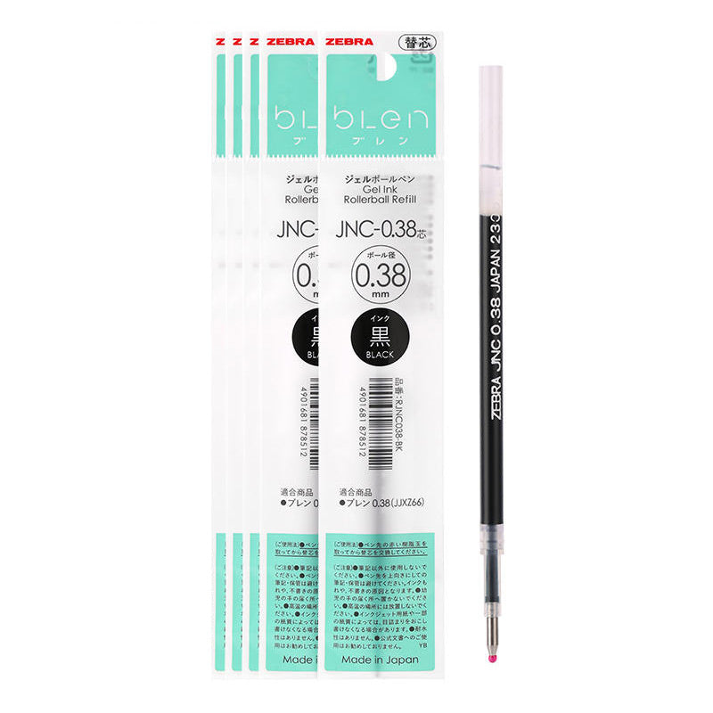 Zebra bLen Retractable Gel Pen 0.5mm/0.38mm 3 Colors, 5 Pcs Refill / Black / 0.38mm, Gel Pen