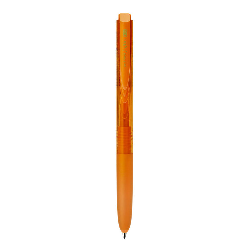 Orange transparent-barrel uni-ball Signo RT1 UMN-155 retractable gel pen with an orange rubber grip