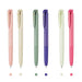 Six trend-color Signo RT1 pens in shell pink, cafe beige, antique green, pansy violet, opal green and flamingo red