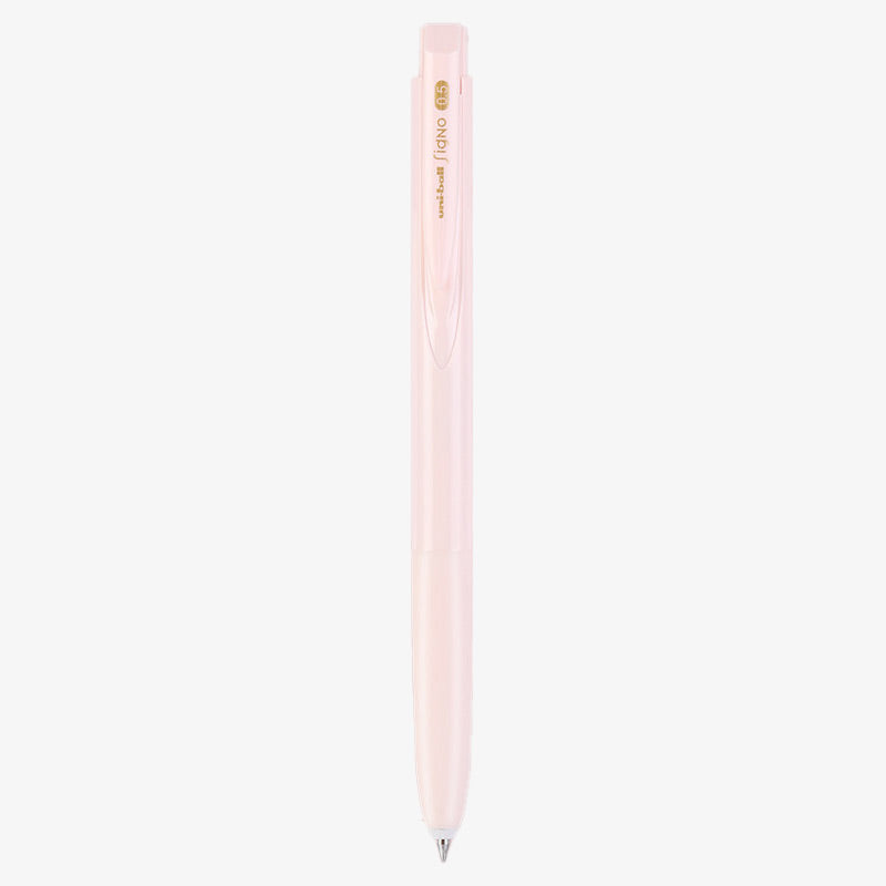 Mist pink pastel uni-ball Signo RT1 UMN-155 retractable gel pen with a solid-color barrel and black ink