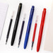 Black, blue and red Signo RT1 pens standing beside matching replacement gel ink refills