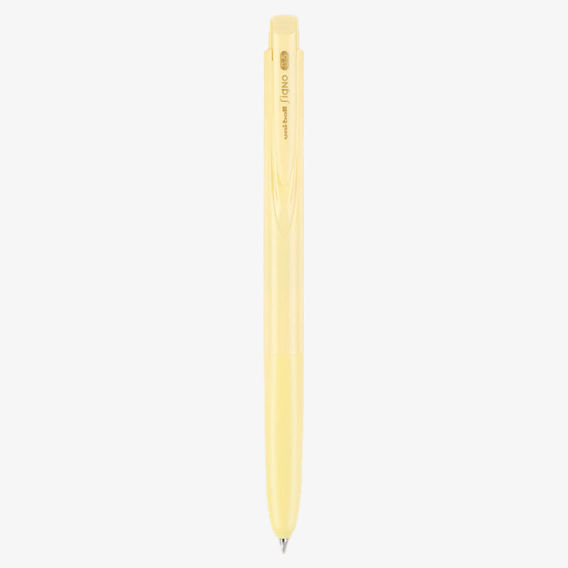 Sunlight yellow pastel uni-ball Signo RT1 UMN-155 retractable gel pen with a solid-color barrel and black ink